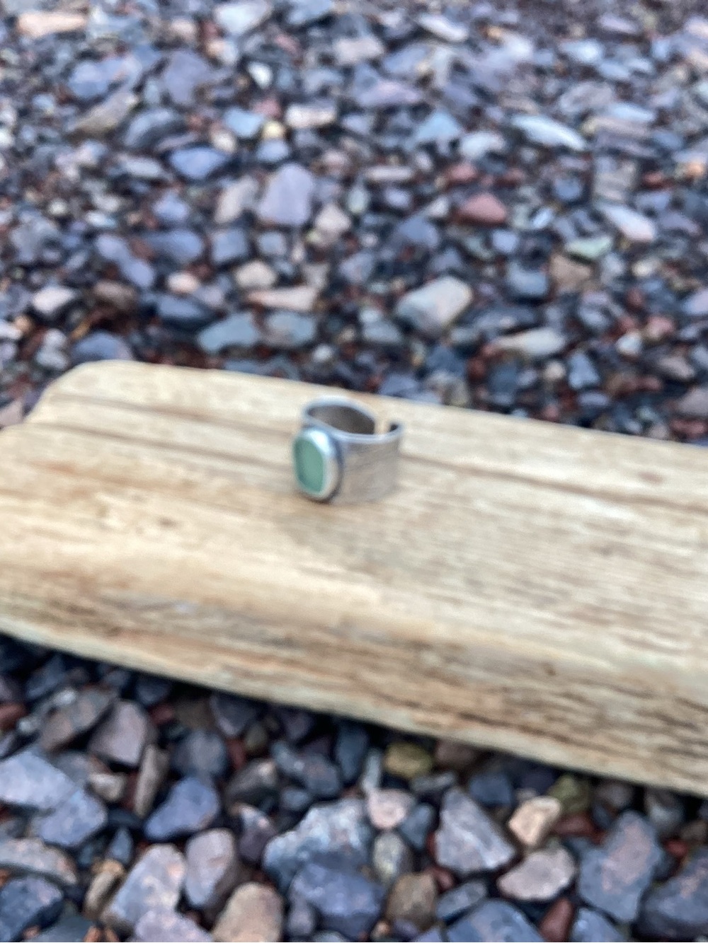 Adjustable Sterling Silver Ring with Seaglass